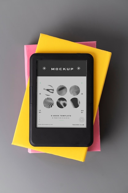 Top view on e book mockup