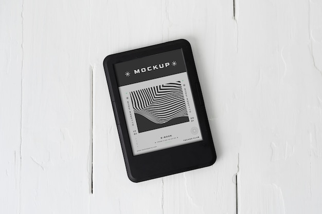 Top view on e book mockup