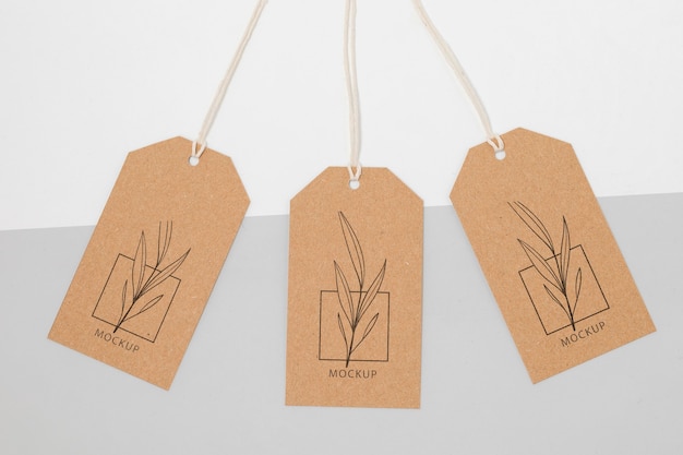 Top view of eco-friendly price tags mock-up