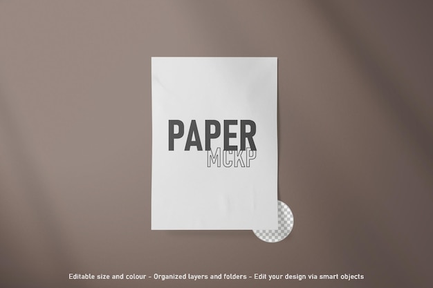 PSD top view editable blank paper mockup scene