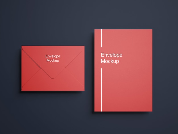 Top view envelope and letterhead mockup