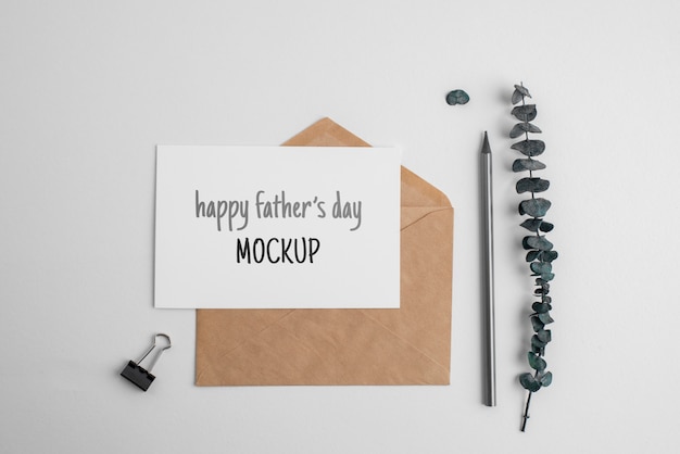 Top view over father's day card mockup