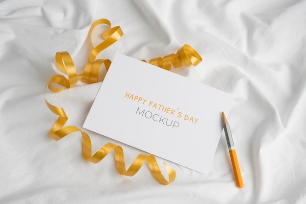 Top view over father's day card mockup