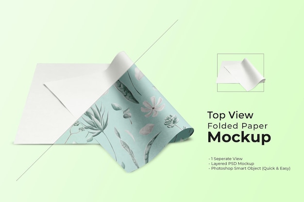 Top view folded paper mokcup