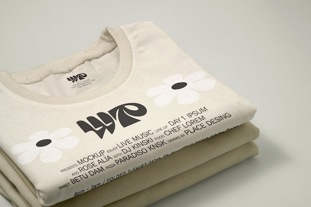 Top view on folded tshirt mockup