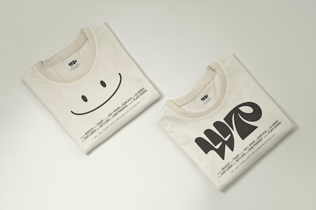 Top view on folded tshirt mockup