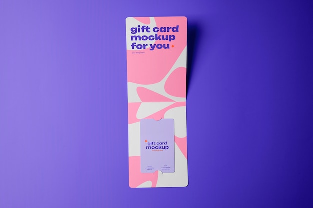 Top view on gift card mockup design