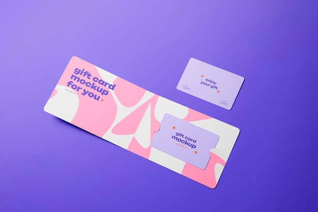 Top view on gift card mockup design