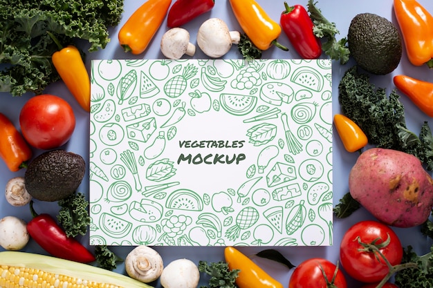 Top view of healthy vegetables concept mock-up