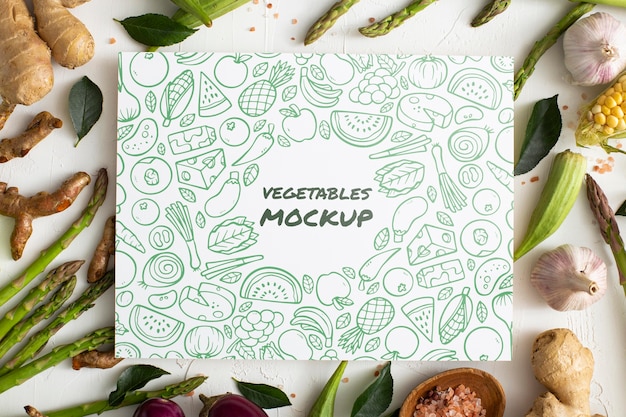 Top view of healthy vegetables concept mock-up