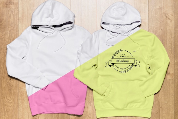 Top view hoodies mock-up