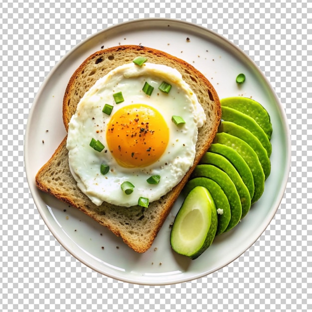 PSD a top view keto breakfast fried egg avocado transparent background