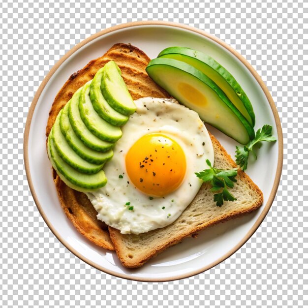 a top view keto breakfast fried egg avocado transparent background