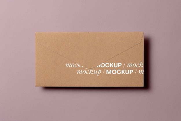 Top view on kraft paper envelope mockup