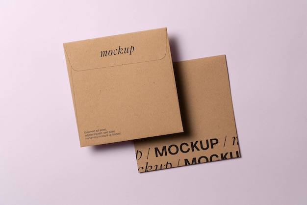 Top view on kraft paper envelope mockup