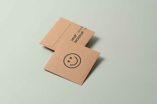 Top view on kraft paper envelope mockup