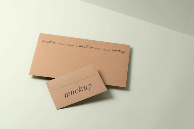 Top view on kraft paper envelope mockup