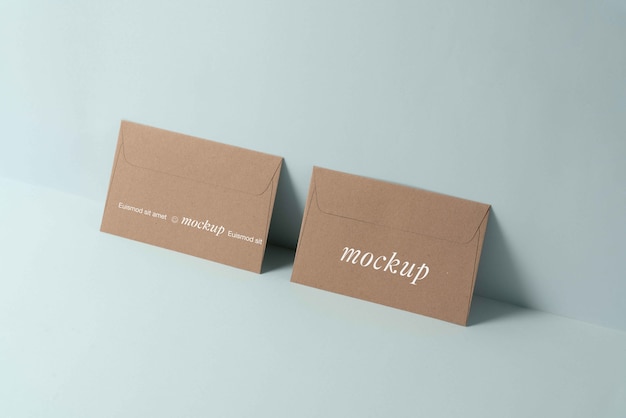 Top view on kraft paper envelope mockup