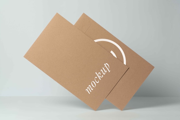 Top view on kraft paper envelope mockup