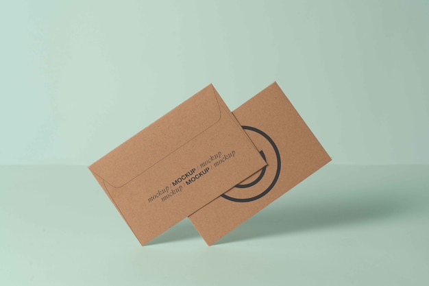 Top view on kraft paper envelope mockup