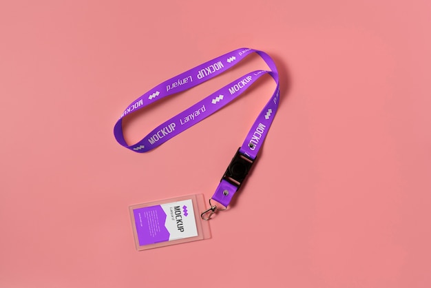 Top view on lanyard mockup design