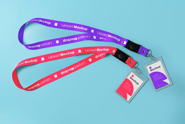 Top view on lanyard mockup design