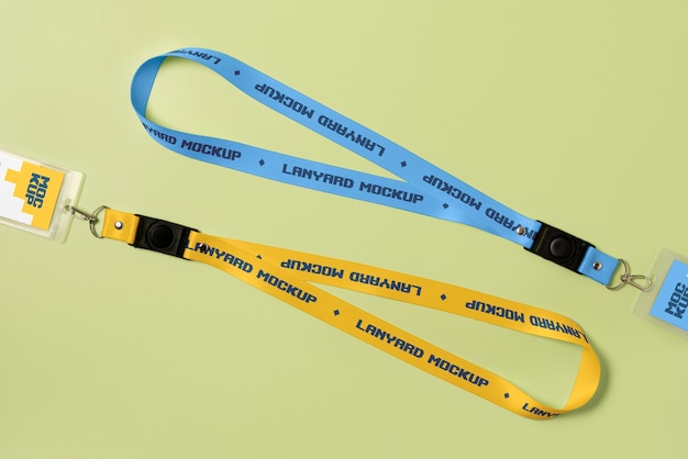 Top view on lanyard mockup design