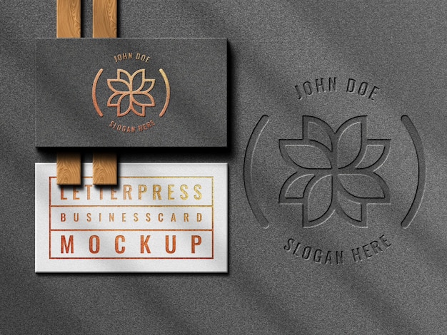 Top view luxury modern business card mockup