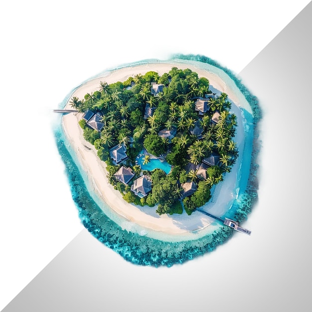 Top view Maldives island Travel summer holiday on a isolated transparent background