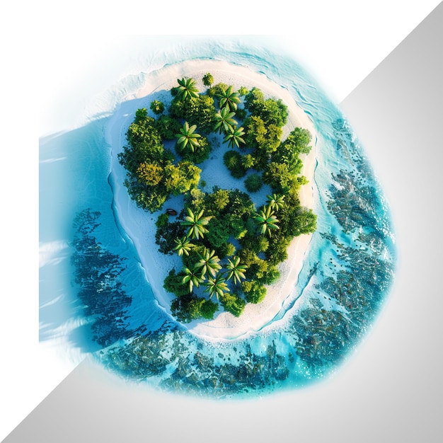 Top view Maldives island Travel summer holiday on a isolated transparent background