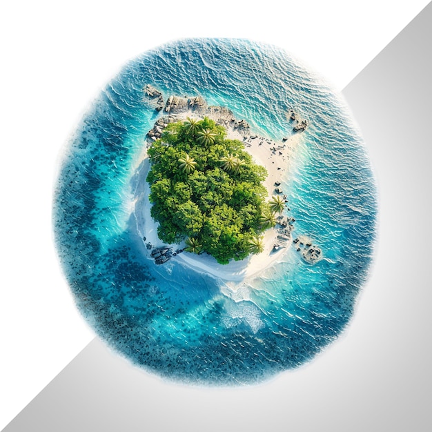 Top view Maldives island Travel summer holiday on a isolated transparent background