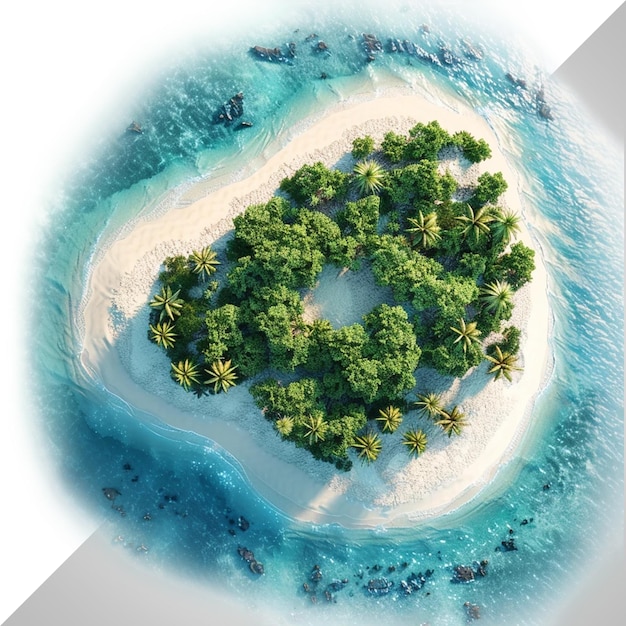 Top view Maldives island Travel summer holiday on a isolated transparent background