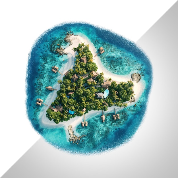 Top view Maldives island Travel summer holiday on a isolated transparent background