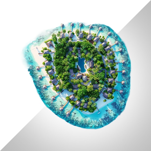 Top view Maldives island Travel summer holiday on a isolated transparent background