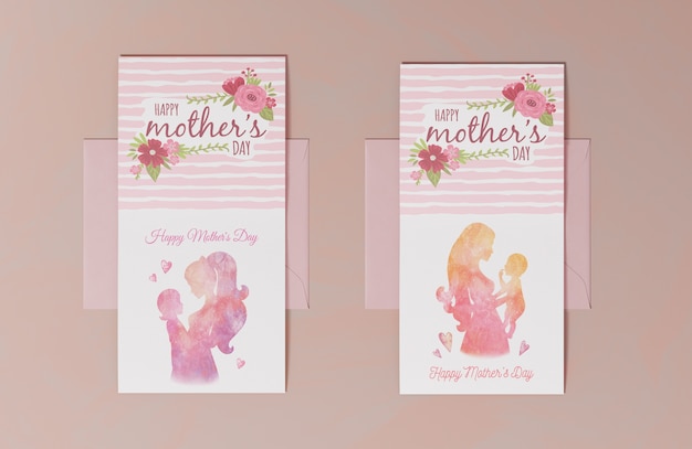 Top view mothers day greeting card