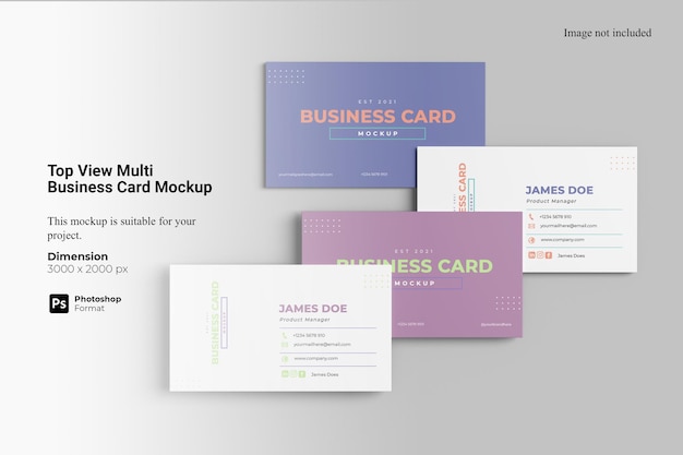 Top View Multi Business Card Mockup