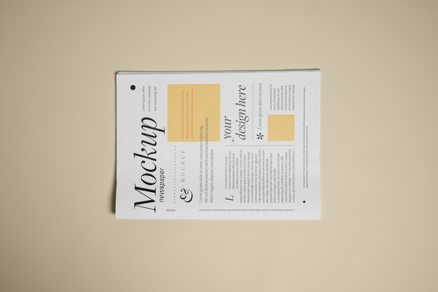 PSD top view of newspaper mock-up