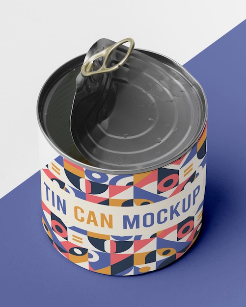 Top view opened tin can