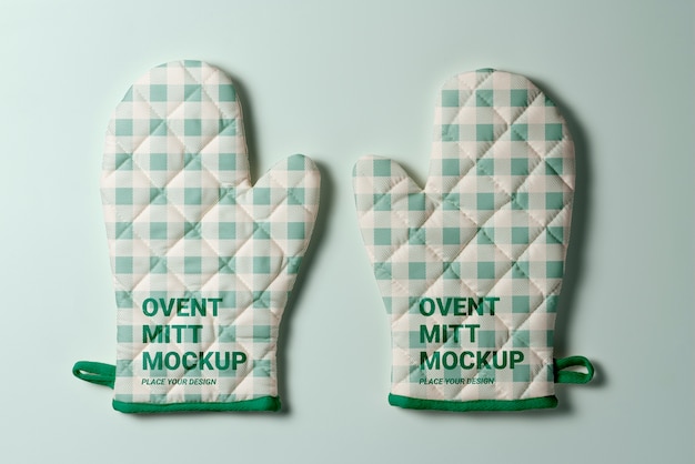 Top view oven mitts in studio