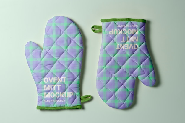 Top view oven mitts in studio