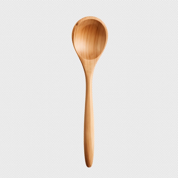 Top view photo of wooden spoon without background