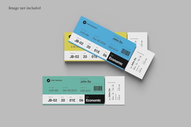 Top View Plane Ticket Mockup