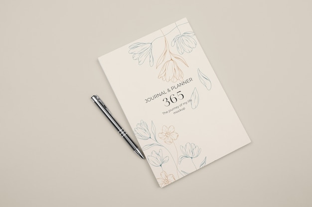 PSD top view on planner mockup design