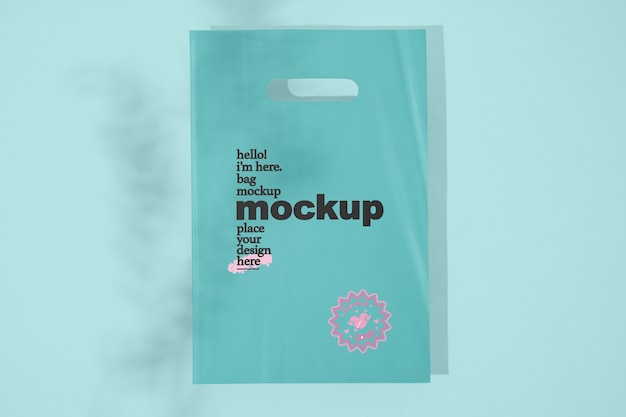 Top view plastic bag mockup