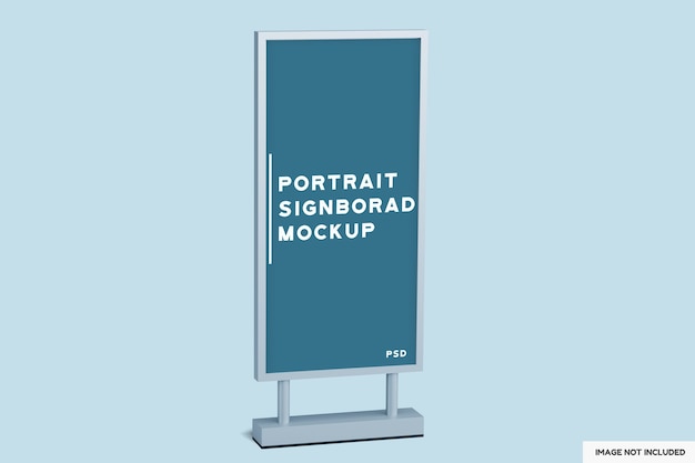 Top view on portrait signboard mockup