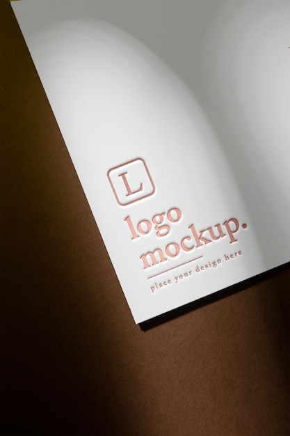 Top view over press logo paper shadow mockup