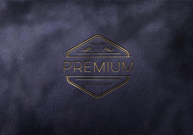 Top view on realistic embossed golden logo mockup