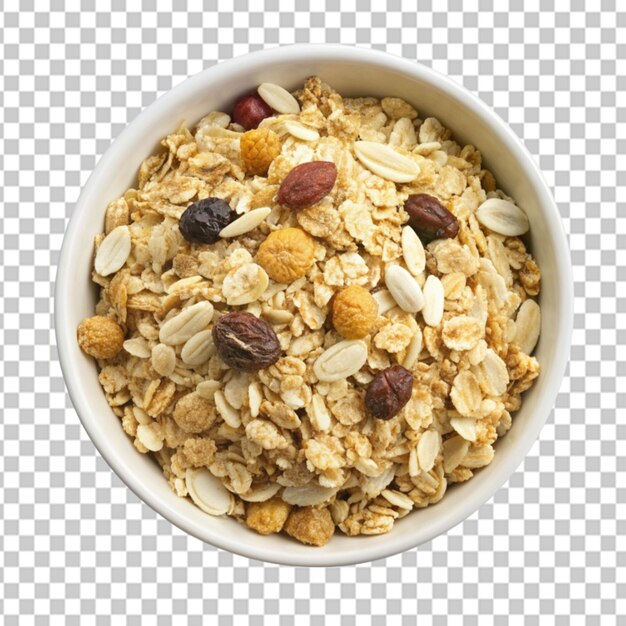 PSD a top view set of whole grain white muesli transparent background