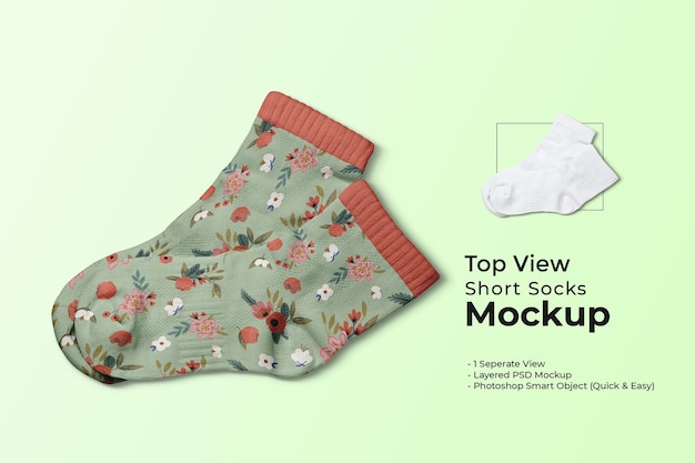 Top view short socks mockup