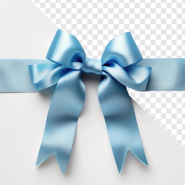 Top View of Sky Blue Satin Ribbon Transparent Background